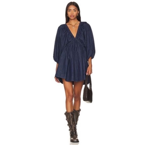 Free People Portia Denim Mini Dress - Picture 4 of 6